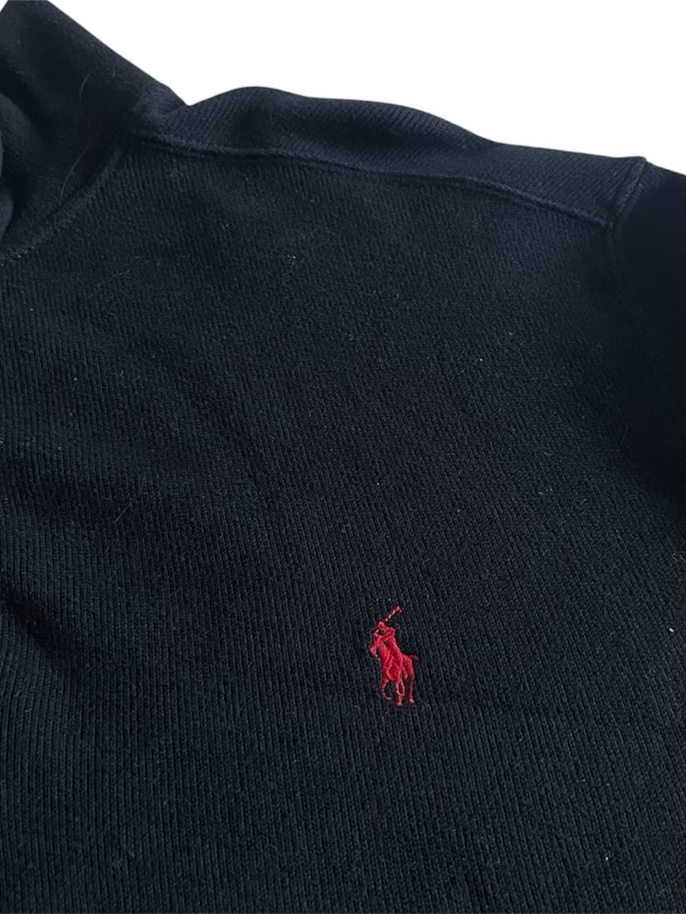 NWT Polo Ralph Lauren Sweater Mens Medium Black Cotton Knit Golf Quarter Zip - Picture 4 of 7